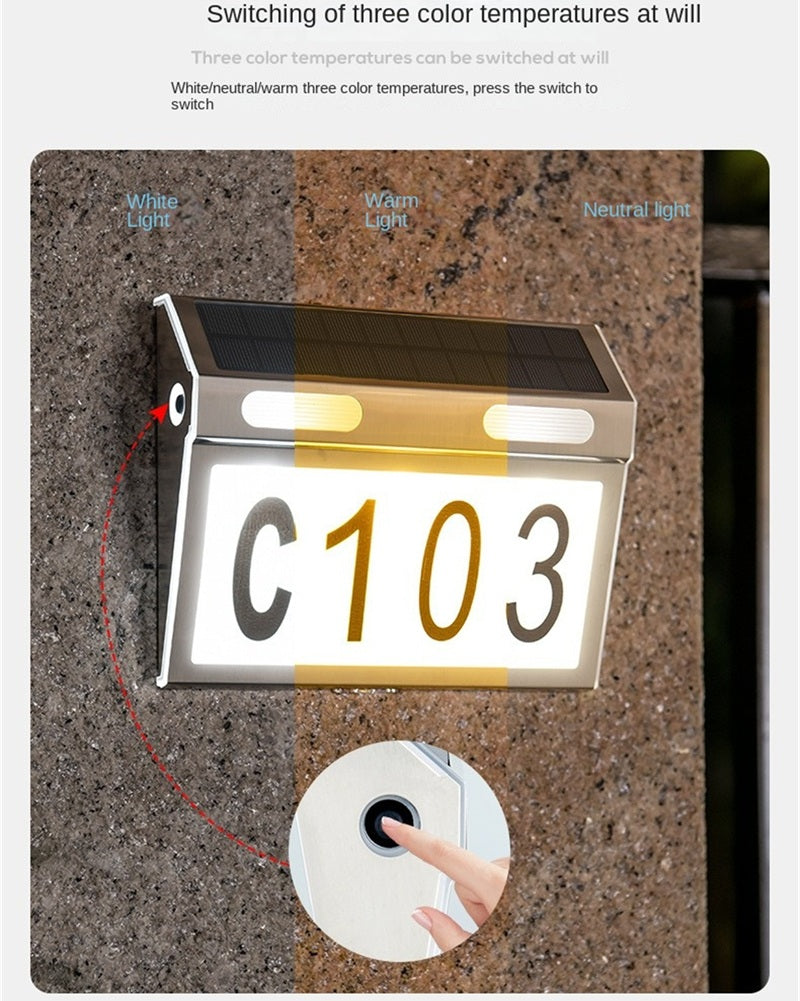 Solar Address Light – Bright LED House Number Lamp for Garage, Gate, Patio & Outdoor Walls