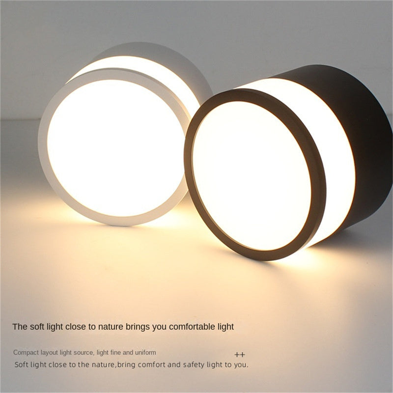 Side-Emitting Surface-Mounted LED Downlight · No-Cut Installation · 3-Color Switchable (Warm/Neutral/Cool) · 5W/7W/12W · Hallway, Bedroom, Living Room