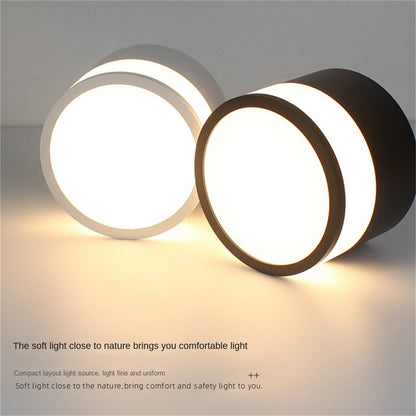 Side-Emitting Surface-Mounted LED Downlight · No-Cut Installation · 3-Color Switchable (Warm/Neutral/Cool) · 5W/7W/12W · Hallway, Bedroom, Living Room