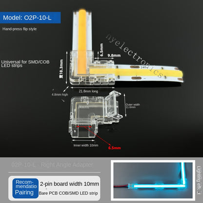 2-Pin Solderless Quick Press-Fit Connectors for 5V 12V 24V COB & SMD Bare LED Light Strips