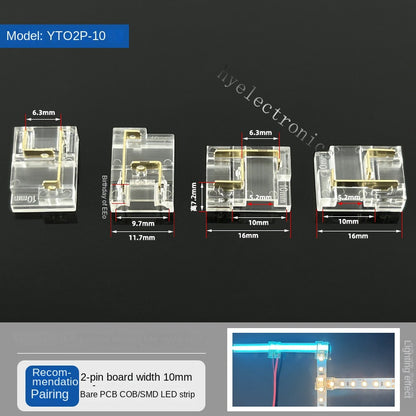 2-Pin Solderless Quick Press-Fit Connectors for 5V 12V 24V COB & SMD Bare LED Light Strips