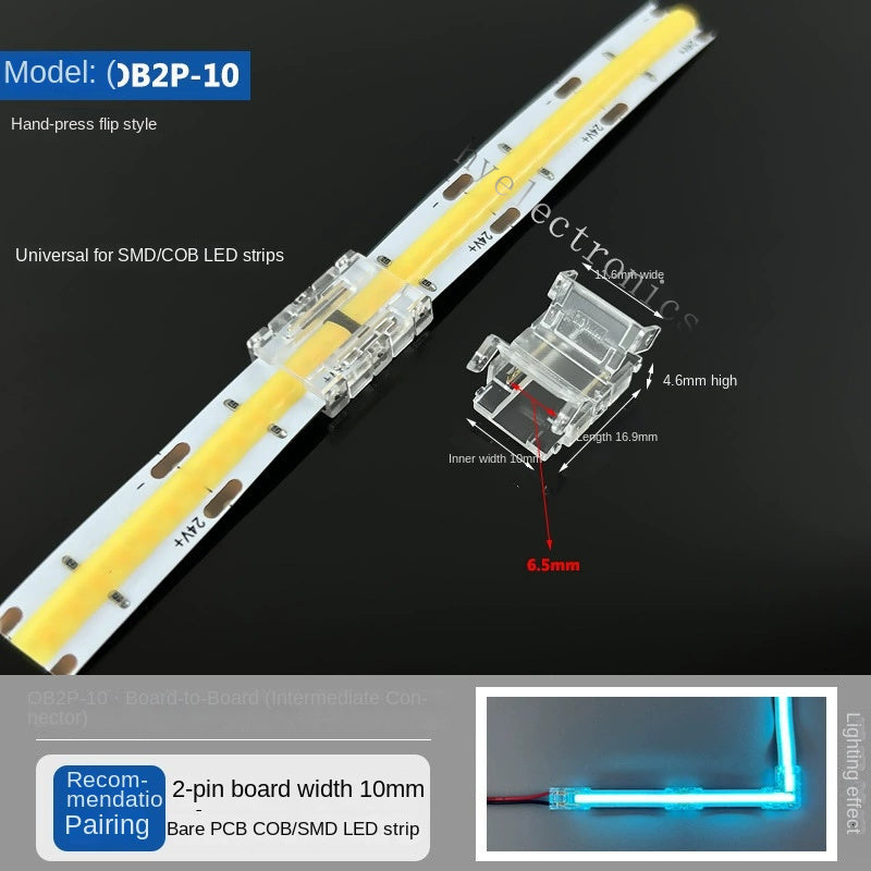 2-Pin Solderless Quick Press-Fit Connectors for 5V 12V 24V COB & SMD Bare LED Light Strips