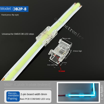 2-Pin Solderless Quick Press-Fit Connectors for 5V 12V 24V COB & SMD Bare LED Light Strips