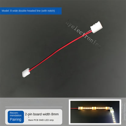 2-Pin Solderless Quick Press-Fit Connectors for 5V 12V 24V COB & SMD Bare LED Light Strips