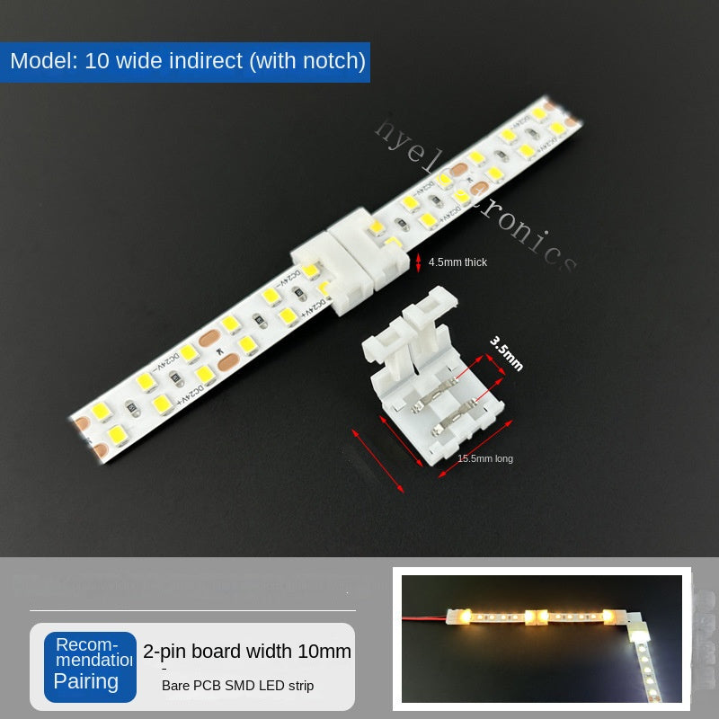 2-Pin Solderless Quick Press-Fit Connectors for 5V 12V 24V COB & SMD Bare LED Light Strips
