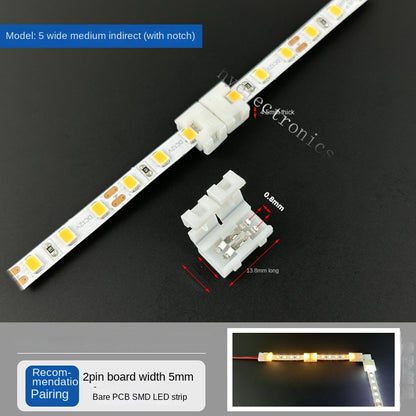 2-Pin Solderless Quick Press-Fit Connectors for 5V 12V 24V COB & SMD Bare LED Light Strips