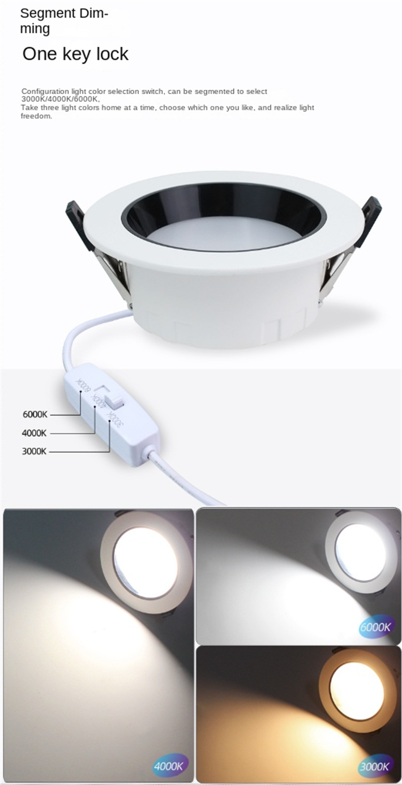 Dialing code anti glare three color tube light full spectrum household ceiling light, living room hallway bedroom CCT variable light tube light