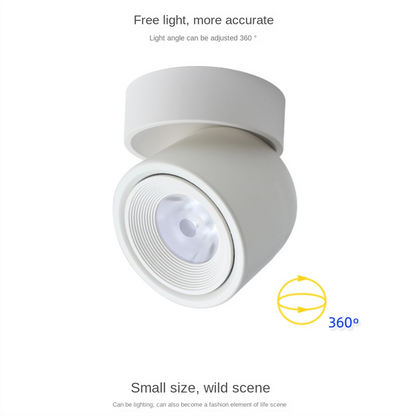 Surface-Mounted LED Spotlight · 360° Rotatable · No-Cut Installation · Anti-Glare Cylinder Ceiling Light for TV Wall, Bedroom, Wall Art & No-Main-Light Design