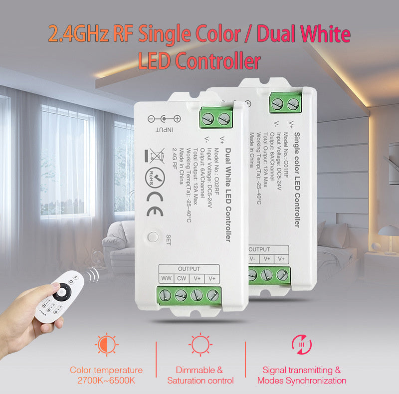 2.4G Wireless LED Dimmer Controller RGB/RGBWC Smart Group Control Touch Panel for Colorful LED Strip Lights