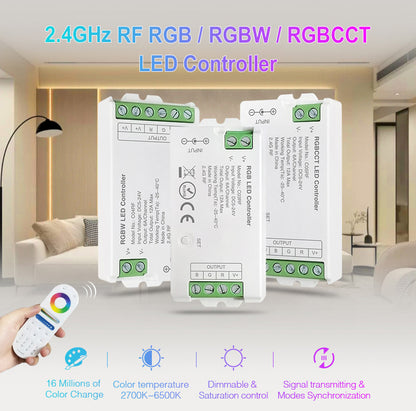 2.4G Wireless LED Dimmer Controller RGB/RGBWC Smart Group Control Touch Panel for Colorful LED Strip Lights
