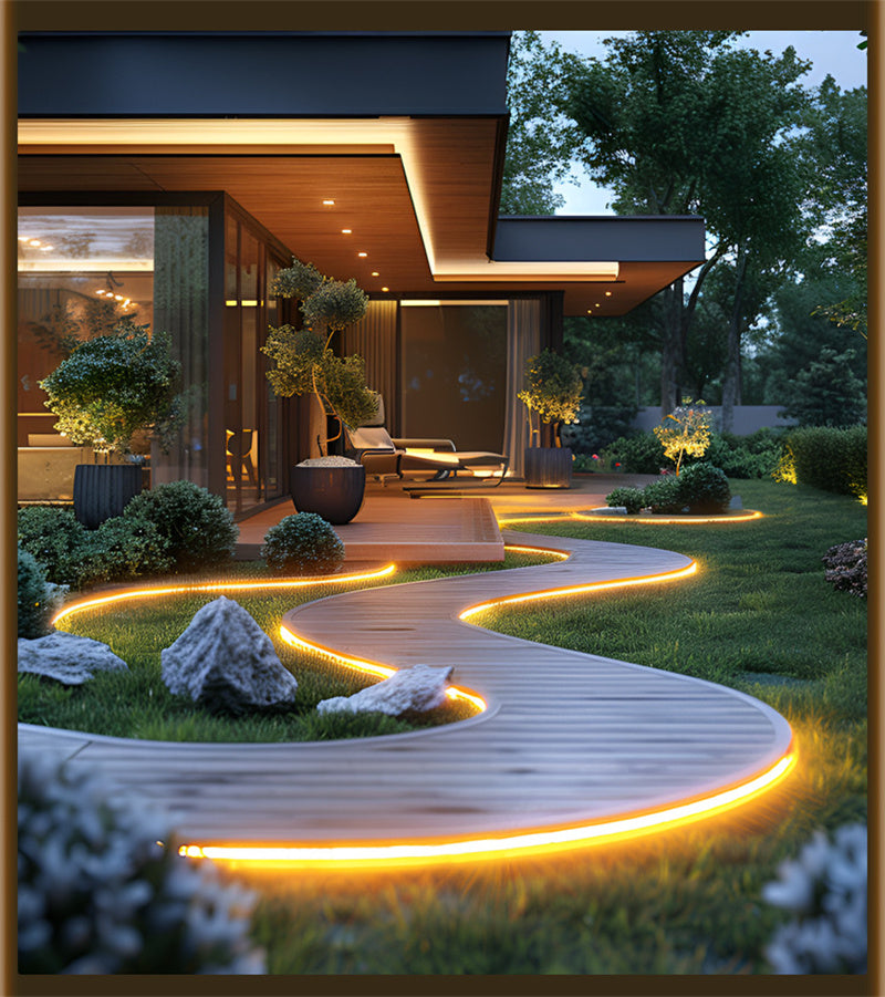 Flexible Waterproof Outdoor LED Strip Lights High Brightness COB Dual-Row RGB Multicolor & 3-Color Modes, IP65 for Camping, Garden, Patio, and Outdoor Decor