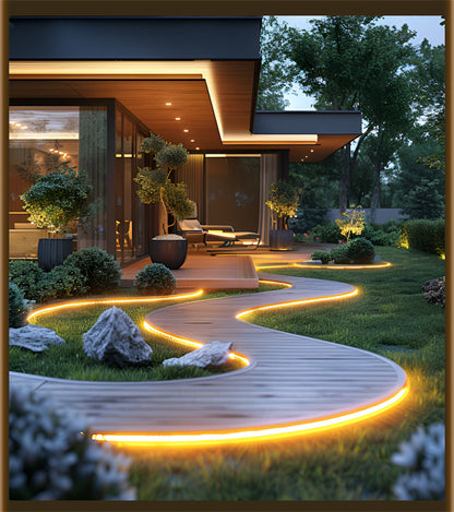 Flexible Waterproof Outdoor LED Strip Lights High Brightness COB Dual-Row RGB Multicolor & 3-Color Modes, IP65 for Camping, Garden, Patio, and Outdoor Decor