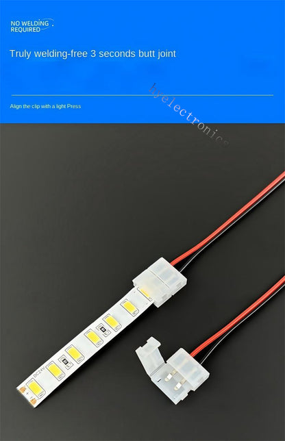 2-Pin Solderless Quick Press-Fit Connectors for 5V 12V 24V COB & SMD Bare LED Light Strips
