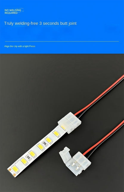 2-Pin Solderless Quick Press-Fit Connectors for 5V 12V 24V COB & SMD Bare LED Light Strips