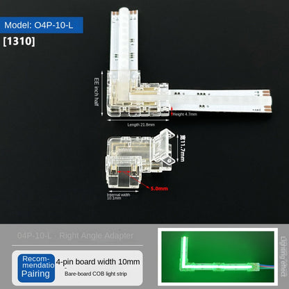 4-Pin Solderless Quick Connectors for 8mm & 10mm RGB COB/SMD LED Light Strips – Ultra-Thin Transparent Crystal Clips
