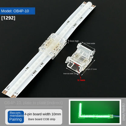 4-Pin Solderless Quick Connectors for 8mm & 10mm RGB COB/SMD LED Light Strips – Ultra-Thin Transparent Crystal Clips
