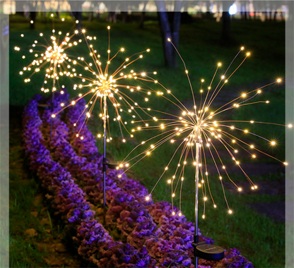 LED Solar Lamp Ground Mounted Fireworks Lights, Outdoor Festival Courtyard Garden Decoration, Lawn Dandelion Colored Light String