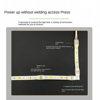 3-Pin Solderless Quick Connectors for CCT Dual-White & Chasing Flowing COB/SMD LED Strips – Ultra-Thin Transparent Clips