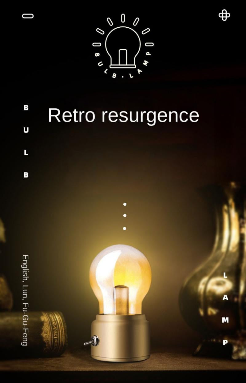 Vintage British Style USB Rechargeable LED Light Bulb Lamp – Portable Cordless Ambient Night Light