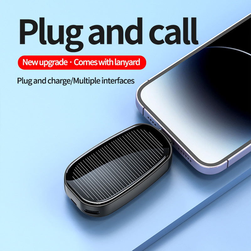 Mini Solar Wireless Power Bank - Portable Emergency Charger with Built-in Cables & Dual LED Flashlight