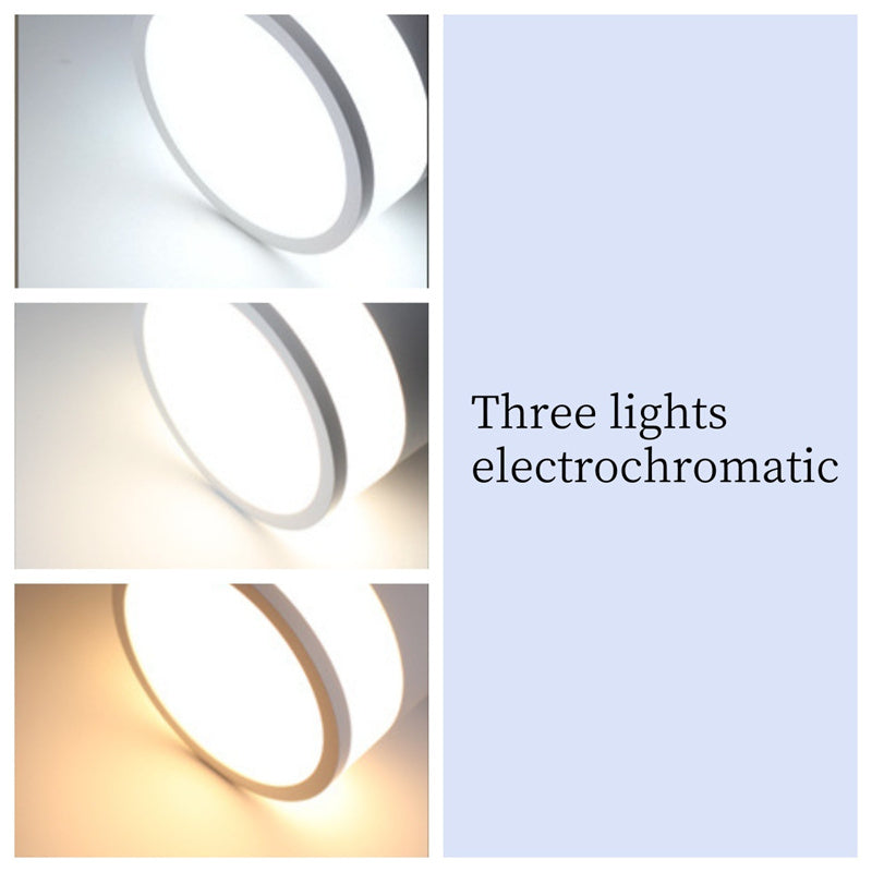 Side-Emitting Surface-Mounted LED Downlight · No-Cut Installation · 3-Color Switchable (Warm/Neutral/Cool) · 5W/7W/12W · Hallway, Bedroom, Living Room