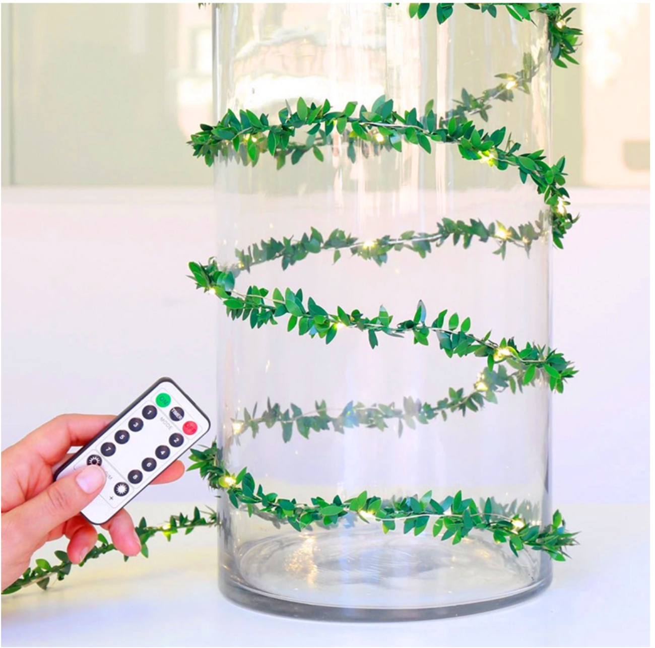 Creative simulation green leaf rattan LED copper wire light string Christmas wedding decoration DIY wreath battery box USB color light