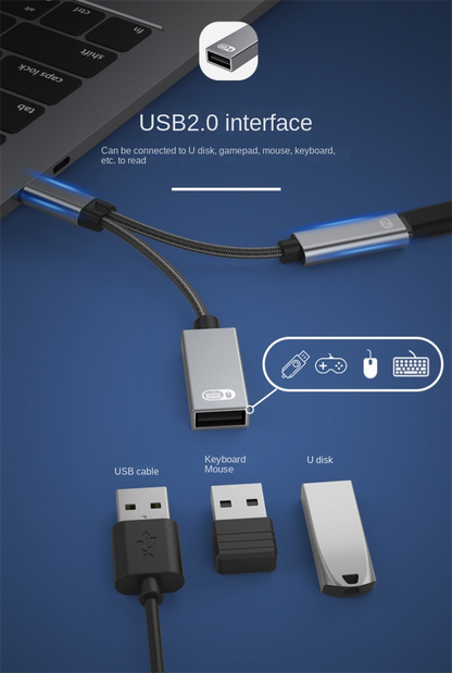 2-in-1 Multifunctional Adaptor 60W Fast Charging Type-C to USB OTG Converter Suitable for Apple 16 Connector