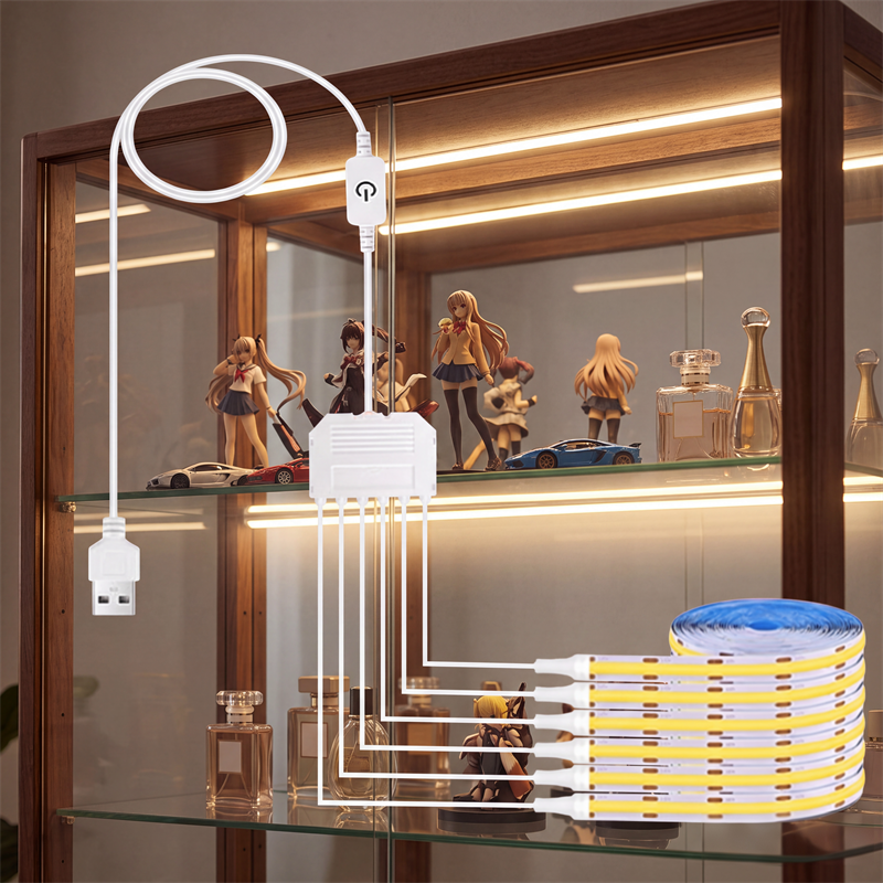 5V COB LED Strip Light Kit with Touch & Remote Sensor Control, 1-to-6