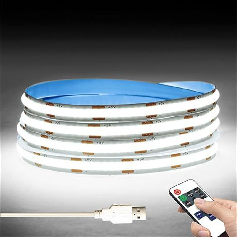 5V COB LED Strip Light Kit with Touch & Remote Sensor Control, 1-to-6