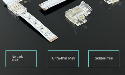 4-Pin Solderless Quick Connectors for 8mm & 10mm RGB COB/SMD LED Light Strips – Ultra-Thin Transparent Crystal Clips