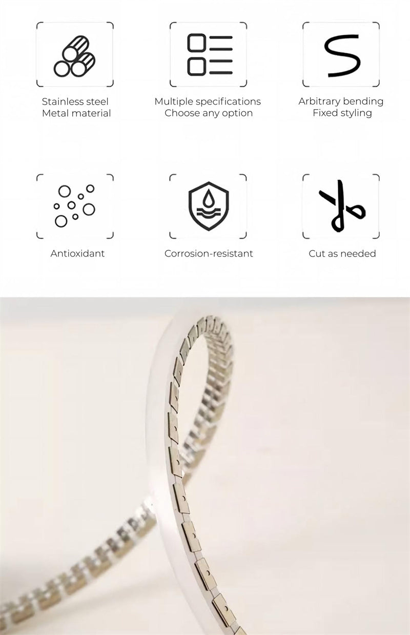 Flexible 202 Stainless Steel LED Neon Strip Mounting Track – Bendable Skeleton Framework for Flat Silicone Neon Lights