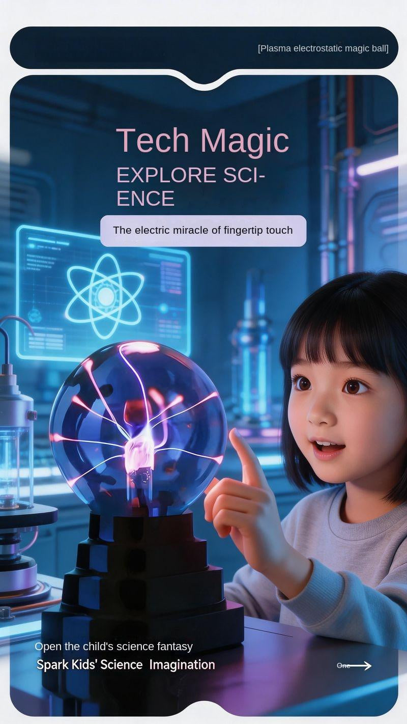 Interactive Plasma Ball Lamp – Touch & Sound Activated Magic Lightning Sphere – STEM Science Novelty Light