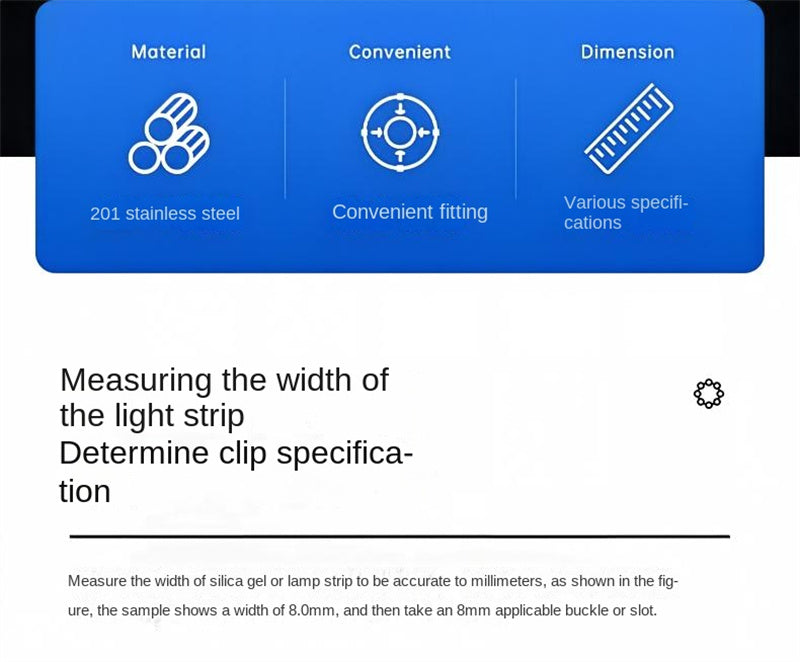 مشابك تثبيت مصباح LED الخطي من الفولاذ المقاوم للصدأ 201
