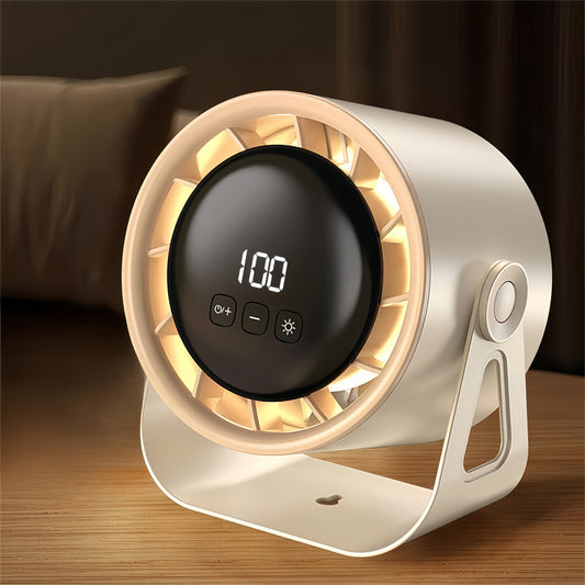 Smart 100-Speed Rechargeable Desk Fan 6" Turbo Circulator with Night Light & LED Display