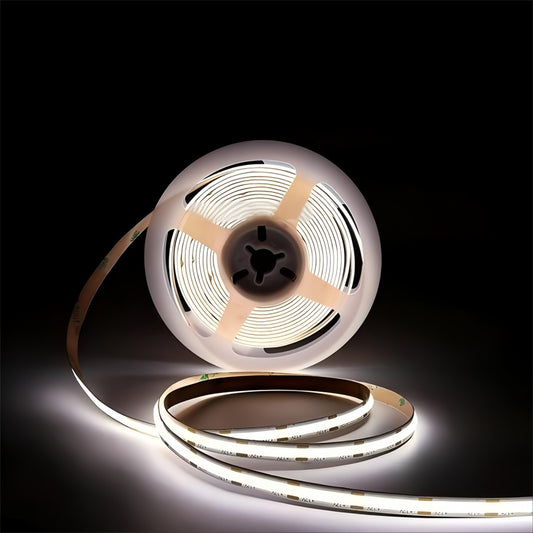 8mm COB LED Strip Light – 98 CRI Flicker-Free White Light, Low Voltage Adhesive LED Tape for Indoor Ambient & Task Lighting