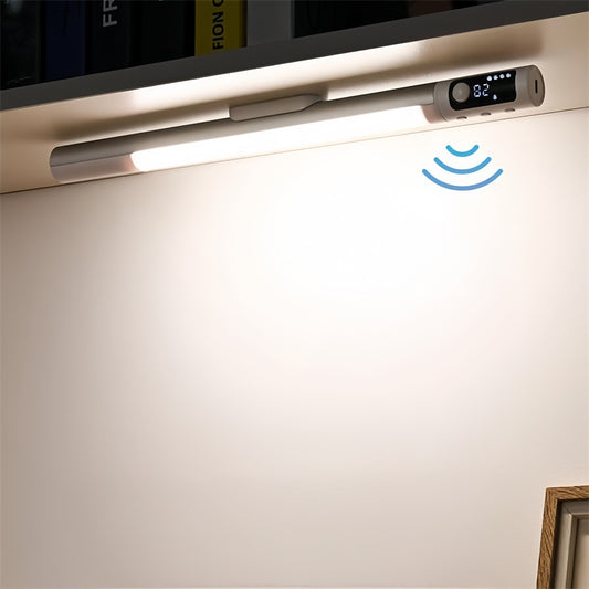 Smart Motion Sensor LED Light Strip Rechargeable Intelligent Digital Display Adjustable Sensing Angle Magnetic Closet Light for Wardrobe Cabinet & Wine Rack