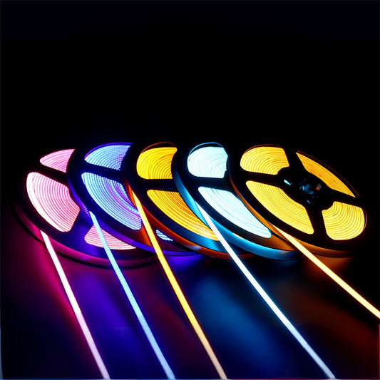 4mm Ultra-Thin COB LED Strip Lights Single Color, Low Voltage, Self-Adhesive, High Brightness & High CRI≥90, Flicker-Free Flexible Ribbon for Ambient Decor