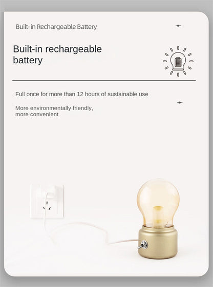 Vintage British Style USB Rechargeable LED Light Bulb Lamp – Portable Cordless Ambient Night Light