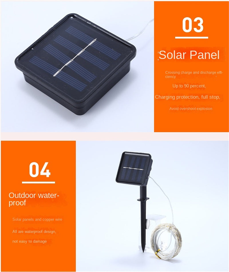 Solar LED Copper Wire String Lights – Waterproof Outdoor Fairy Lights for Garden, Patio & Christmas Decoration