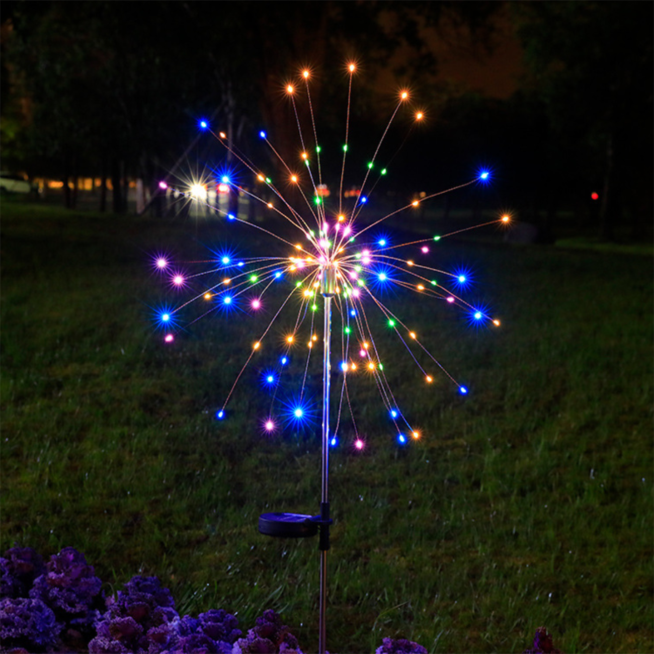 LED Solar Lamp Ground Mounted Fireworks Lights, Outdoor Festival Courtyard Garden Decoration, Lawn Dandelion Colored Light String