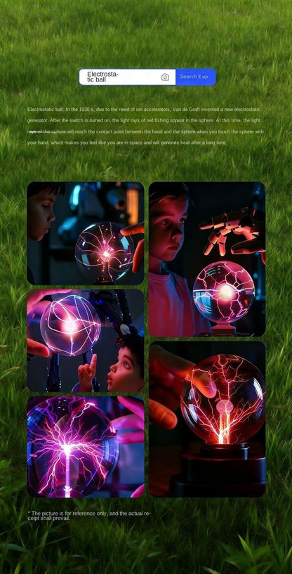 Interactive Plasma Ball Lamp – Touch & Sound Activated Magic Lightning Sphere – STEM Science Novelty Light