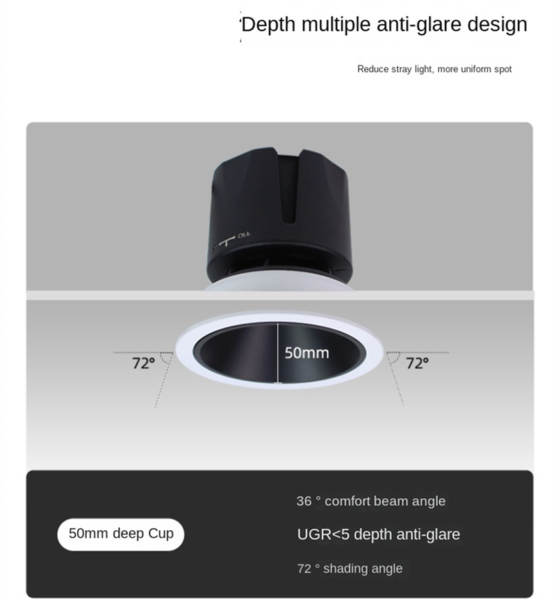 High-CRI Adjustable Recessed LED Spotlight – Multi CCT, Anti-Glare, Dimmable Indoor Downlight