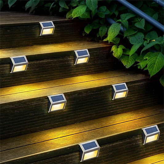 Solar Yard Light Outdoor Garden Decor Stair Step Light Landscape Wall Light