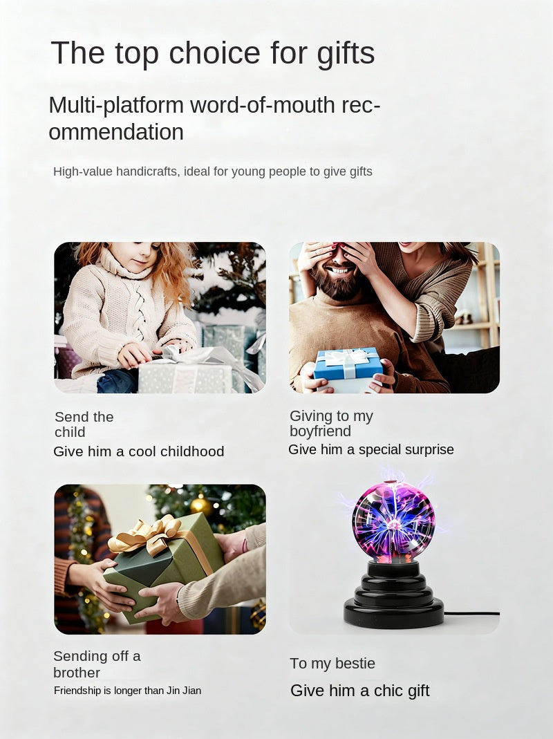 Interactive Plasma Ball Lamp – Touch & Sound Activated Magic Lightning Sphere – STEM Science Novelty Light
