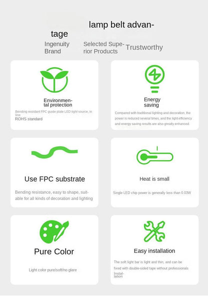 10mm RGBIC COB LED Light Strip – Programmable Chasing Flow Effect, Dotless Ambient Tape Lighting for DIY, or Home Decor.