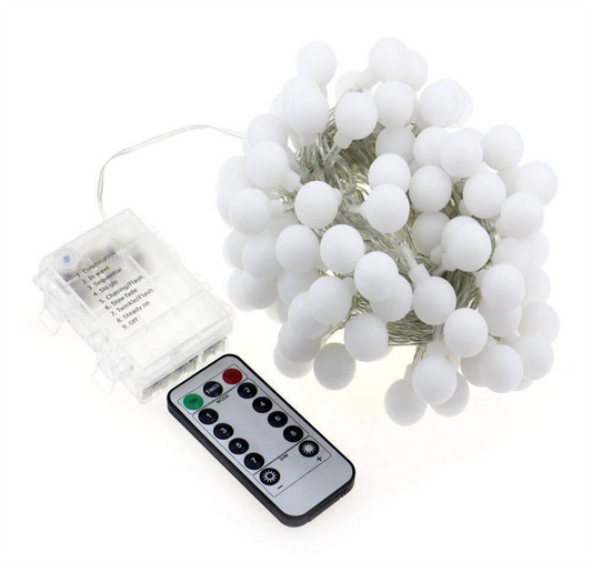 Frosted Globe String Lights Warm White LED for Camping, Patio & Holiday Decor