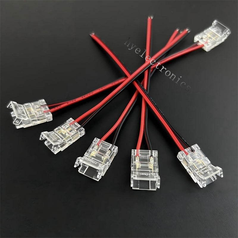 2-Pin Solderless Quick Press-Fit Connectors for 5V 12V 24V COB & SMD Bare LED Light Strips