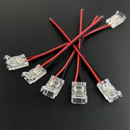 2-Pin Solderless Quick Press-Fit Connectors for 5V 12V 24V COB & SMD Bare LED Light Strips