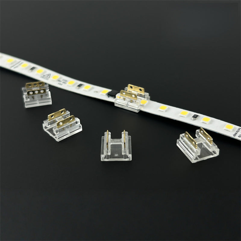 Plier-Crimp Crystal Solderless Quick LED Strip Connectors – Ultra-Thin Gapless Corner & Extension Clips