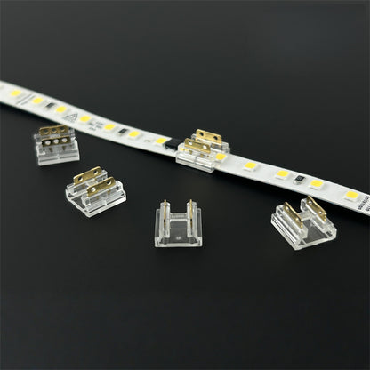 Plier-Crimp Crystal Solderless Quick LED Strip Connectors – Ultra-Thin Gapless Corner & Extension Clips